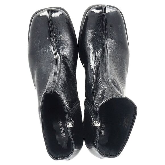 Miu Miu Stretch Platform Boots in Black Naplak Leather - Picture 3 of 6